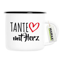 Emaille Tasse Tante mit Herz 300ml Vintage Emaille Becher