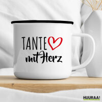 Emaille Tasse Tante mit Herz 300ml Vintage Emaille Becher