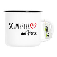 Emaille Tasse Schwester mit Herz 300ml Vintage Emaille...