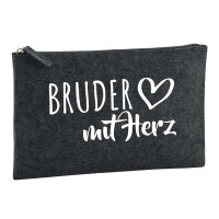 Kulturbeutel Bruder mit Herz 1 Liter Filz Charcoal...