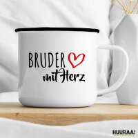 Emaille Tasse Bruder mit Herz 300ml Vintage Emaille Becher