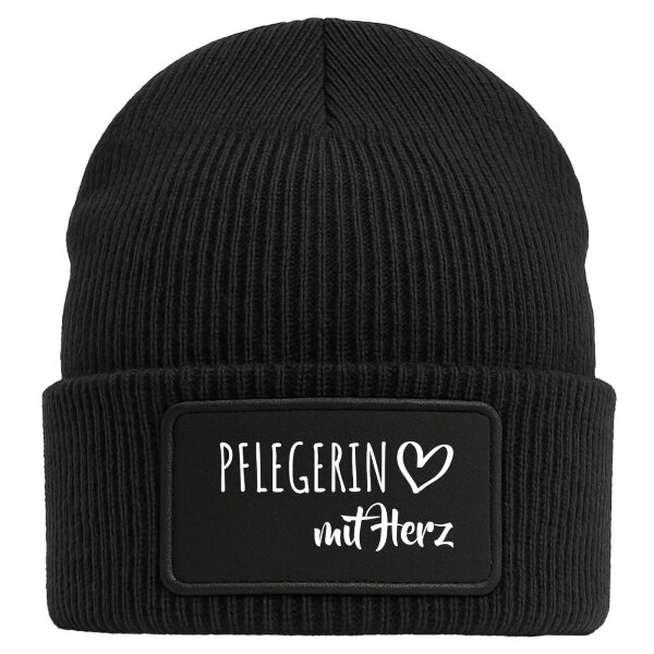 Beanie Pflegerin mit Herz Black Mütze