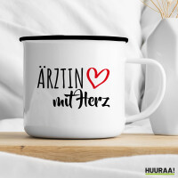 Emaille Tasse Ärztin mit Herz 300ml Vintage Emaille Becher