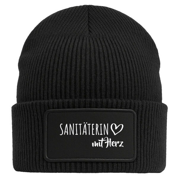 Beanie Sanitäterin mit Herz Black Mütze