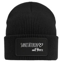 Beanie Sanitäterin mit Herz Black Mütze