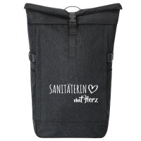 Kurierrucksack Sanitäterin mit Herz 30-44 Liter Black Melange
