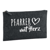 Kulturbeutel Pfarrer mit Herz 1 Liter Filz Charcoal Kosmetiktasche