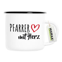 Emaille Tasse Pfarrer mit Herz 300ml Vintage Emaille Becher