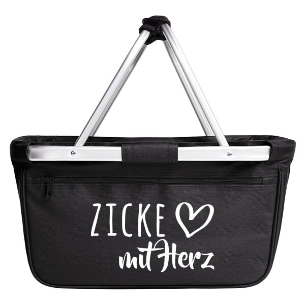 Einkaufskorb faltbar Zicke mit Herz 20 Liter Tragekorb Black
