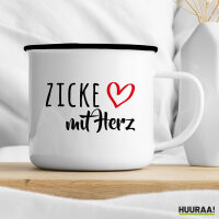 Emaille Tasse Zicke mit Herz 300ml Vintage Emaille Becher