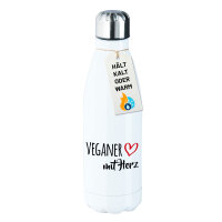 Edelstahl-Trinkflasche Veganer mit Herz 500ml Wasserflasche