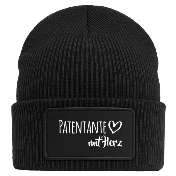 Beanie Patentante mit Herz Black Mütze