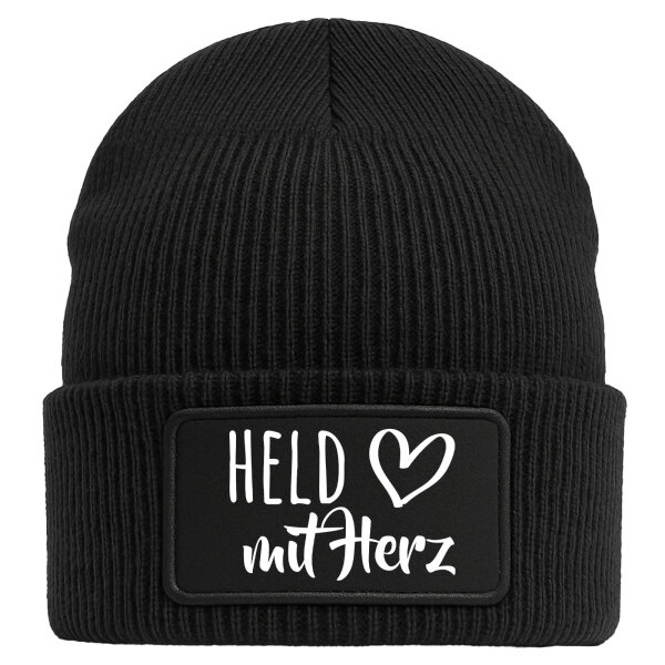 Beanie Held mit Herz Black Mütze