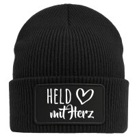 Beanie Held mit Herz Black Mütze