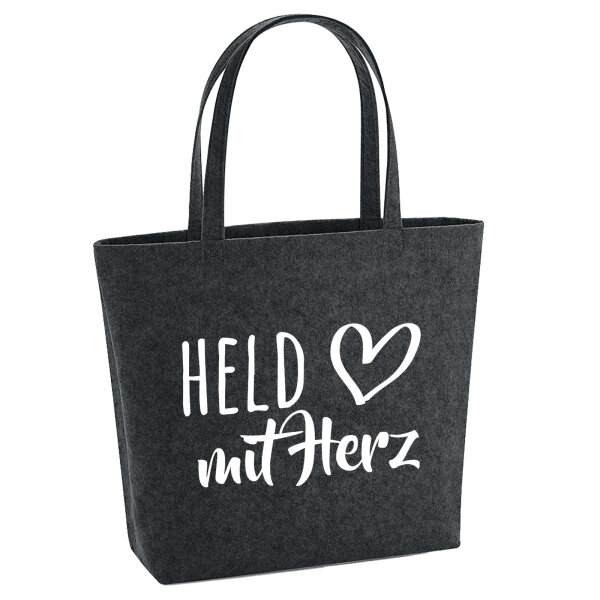 Filz Shopper Held mit Herz 22 Liter Filztasche
