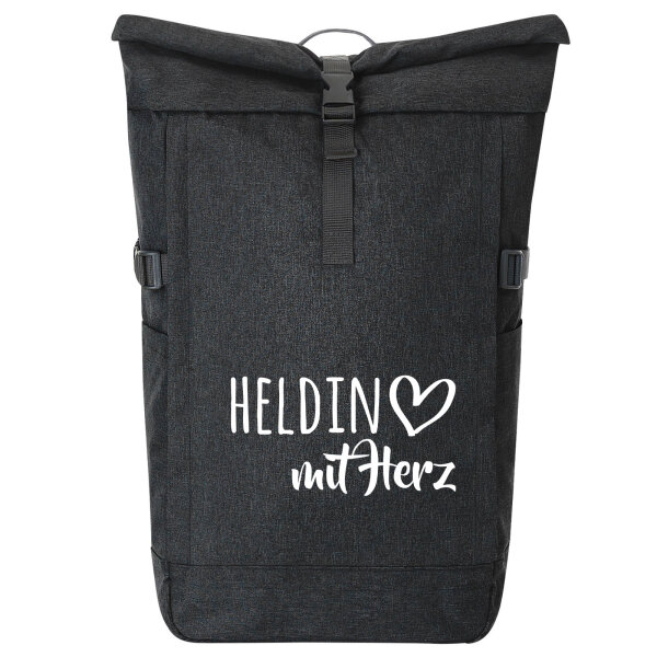 Kurierrucksack Heldin mit Herz 30-44 Liter Black Melange