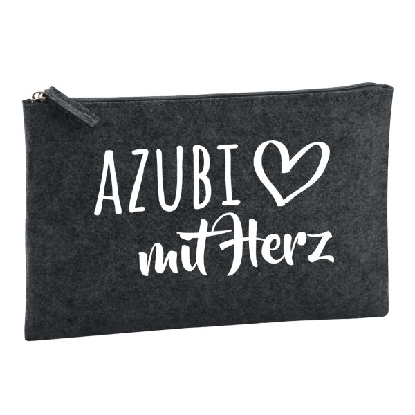 Kulturbeutel Azubi mit Herz 1 Liter Filz Charcoal Kosmetiktasche