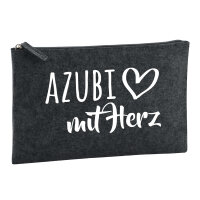 Kulturbeutel Azubi mit Herz 1 Liter Filz Charcoal Kosmetiktasche