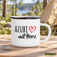 Emaille Tasse Azubi mit Herz in Wei&szlig;, 300 ml
