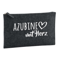 Kulturbeutel Azubine mit Herz 1 Liter Filz Charcoal Kosmetiktasche