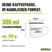 Emaille Tasse Azubine mit Herz in Weiß, 300 ml