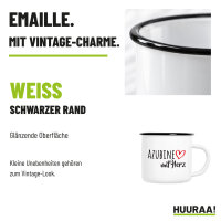Emaille Tasse Azubine mit Herz in Weiß, 300 ml