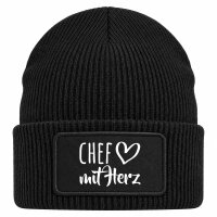 Beanie mit Patch Chef mit Herz Black