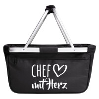 Einkaufskorb faltbar Chef mit Herz 20 Liter Tragekorb Black