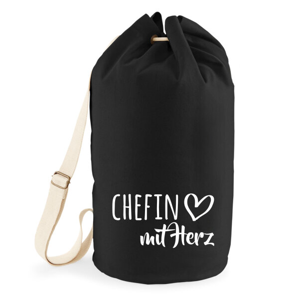 Seesack Chefin mit Herz 20 Liter Rucksack Black