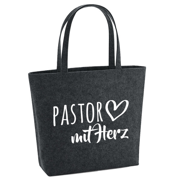 Filz Shopper Pastor mit Herz 22 Liter Filztasche