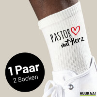Socken Pastor mit Herz Größe 37/46 White Motiv Tennissocken