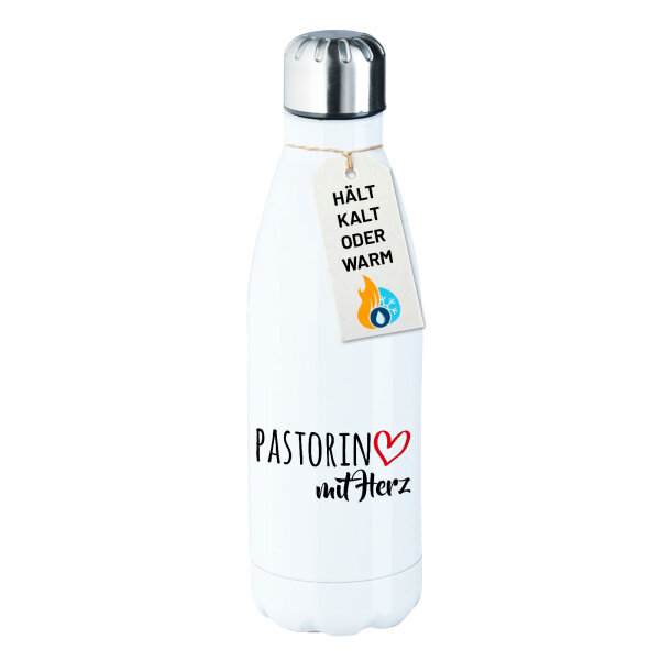 Edelstahl-Trinkflasche Pastorin mit Herz 500ml Wasserflasche