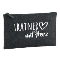 Kulturbeutel Trainer mit Herz 1 Liter Filz Charcoal Kosmetiktasche