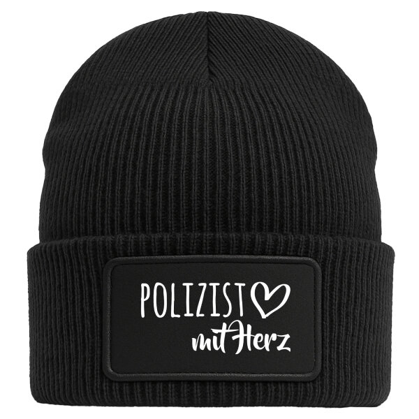 Beanie Polizist mit Herz Black Mütze