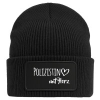 Beanie Polizistin mit Herz Black Mütze