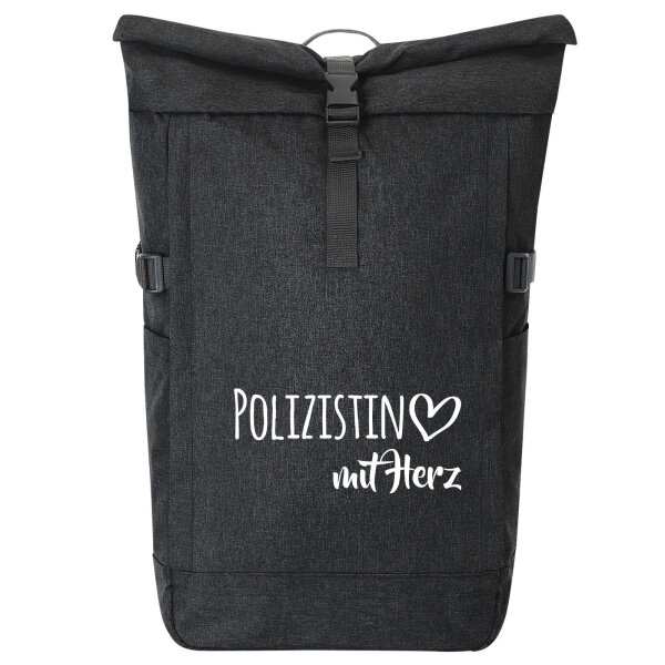 Kurierrucksack Polizistin mit Herz 30-44 Liter Black Melange