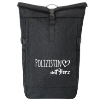 Kurierrucksack Polizistin mit Herz 30-44 Liter Black Melange