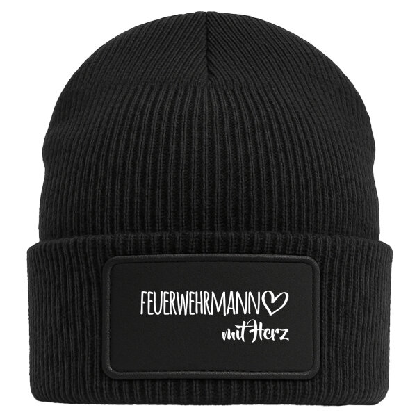 Beanie Feuerwehrmann mit Herz Black Mütze