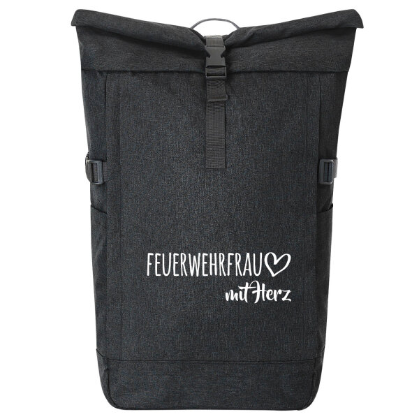 Kurierrucksack Feuerwehrfrau mit Herz 30-44 Liter Black Melange