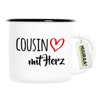 Emaille Tasse Cousin mit Herz 300ml Vintage Emaille Becher