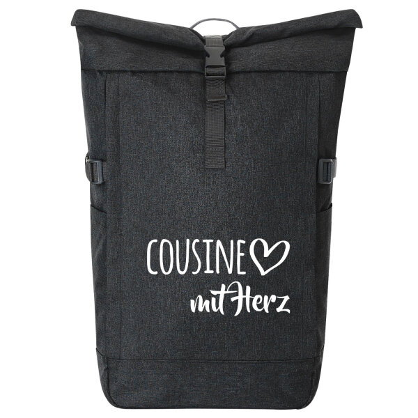 Kurierrucksack Cousine mit Herz 30-44 Liter Black Melange
