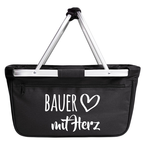 Einkaufskorb faltbar Bauer mit Herz 20 Liter Tragekorb Black