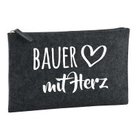 Kulturbeutel Bauer mit Herz 1 Liter Filz Charcoal Kosmetiktasche