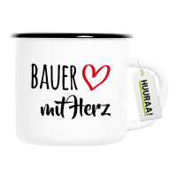 Emaille Tasse Bauer mit Herz 300ml Vintage Emaille Becher