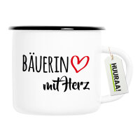 Emaille Tasse Bäuerin mit Herz 300ml Vintage Emaille...