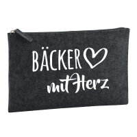 Kulturbeutel Bäcker mit Herz 1 Liter Filz Charcoal Kosmetiktasche