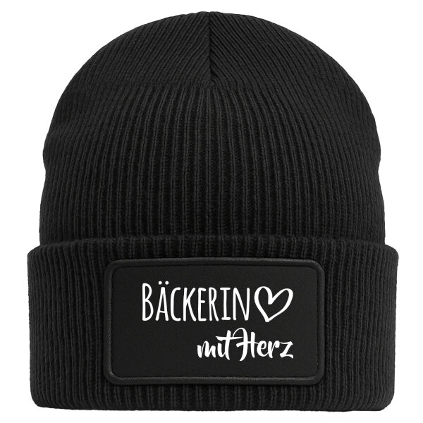 Beanie Bäckerin mit Herz Black Mütze