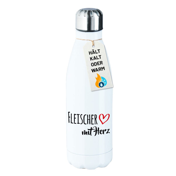 Edelstahl-Trinkflasche Fleischer mit Herz 500ml Wasserflasche