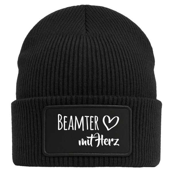 Beanie Beamter mit Herz Black Mütze