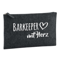 Kulturbeutel Barkeeper mit Herz 1 Liter Filz Charcoal Kosmetiktasche